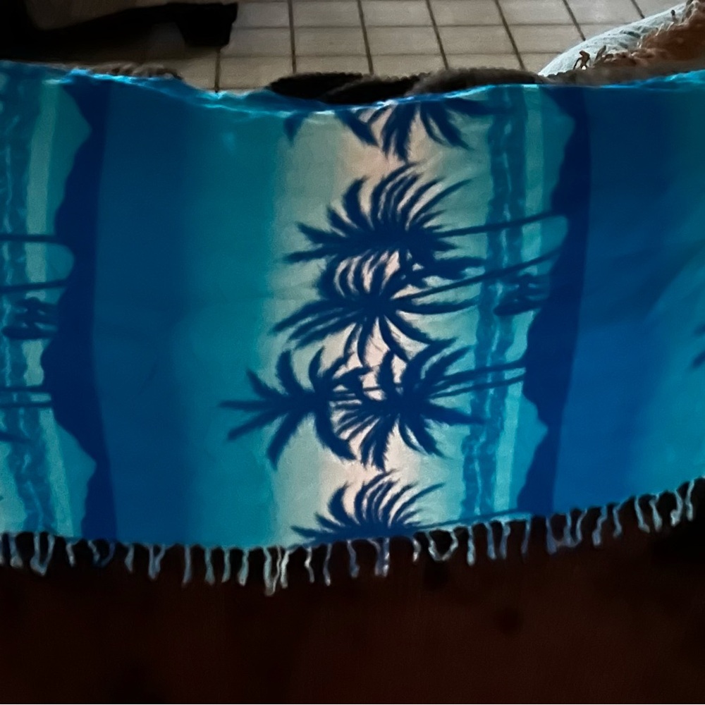 Tropical Blue Palm Tree Swim Sarong